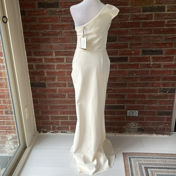 Chiara Boni La Petite Robe Shalom One-Shoulder Front-Slit Wrap Gown 8 NWT - Picture 4 of 5